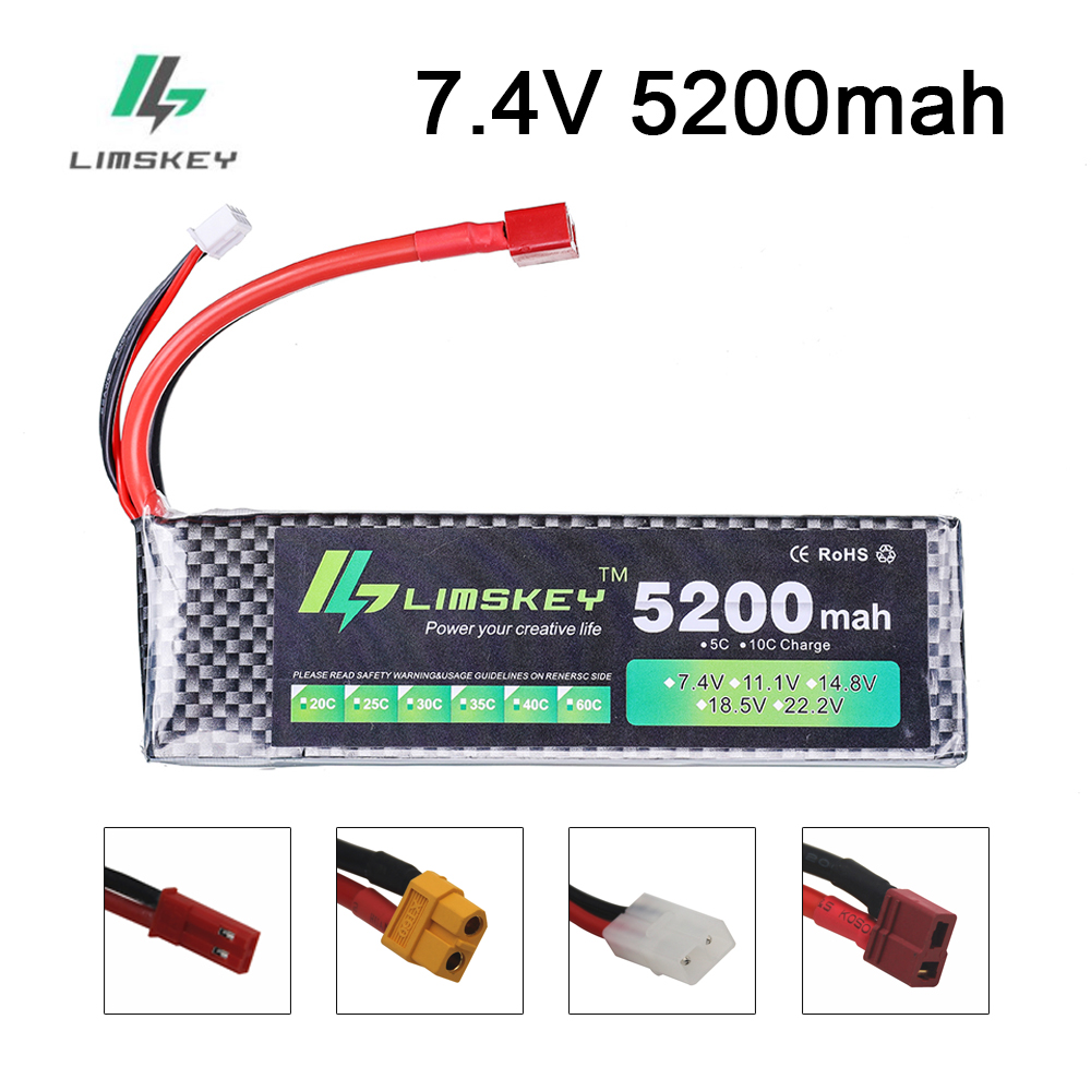 Rc Hobby Helicopter - Limskey batterie d'alimentation 7.4V 5200mAh batterie